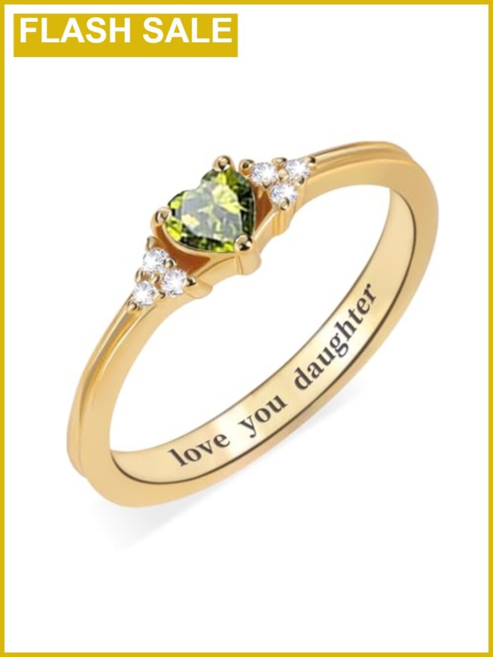 14k Gold Plated Birthstone Ring Adjustable Non Tarnish Anniversary
